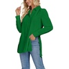 image:imageLYANER Womens Collar V Neck Split Hem Button Down Long Sleeve Long Shirt Blouse Tunic TopGreen