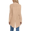 image:imageLYANER Womens Collar V Neck Split Hem Button Down Long Sleeve Long Shirt Blouse Tunic TopKhaki