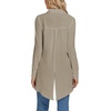 image:imageLYANER Womens Collar V Neck Split Hem Button Down Long Sleeve Long Shirt Blouse Tunic TopKhaki Brown
