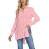 image:imageLYANER Womens Collar V Neck Split Hem Button Down Long Sleeve Long Shirt Blouse Tunic TopLight Pink