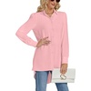 image:imageLYANER Womens Collar V Neck Split Hem Button Down Long Sleeve Long Shirt Blouse Tunic TopLight Pink