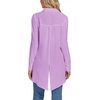 image:imageLYANER Womens Collar V Neck Split Hem Button Down Long Sleeve Long Shirt Blouse Tunic TopLight Purple