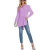 image:imageLYANER Womens Collar V Neck Split Hem Button Down Long Sleeve Long Shirt Blouse Tunic TopLight Purple