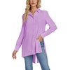 image:imageLYANER Womens Collar V Neck Split Hem Button Down Long Sleeve Long Shirt Blouse Tunic TopLight Purple