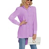 image:imageLYANER Womens Collar V Neck Split Hem Button Down Long Sleeve Long Shirt Blouse Tunic TopLight Purple
