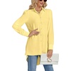 image:imageLYANER Womens Collar V Neck Split Hem Button Down Long Sleeve Long Shirt Blouse Tunic TopLight Yellow