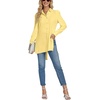 image:imageLYANER Womens Collar V Neck Split Hem Button Down Long Sleeve Long Shirt Blouse Tunic TopLight Yellow