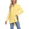 image:imageLYANER Womens Collar V Neck Split Hem Button Down Long Sleeve Long Shirt Blouse Tunic TopLight Yellow