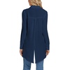 image:imageLYANER Womens Collar V Neck Split Hem Button Down Long Sleeve Long Shirt Blouse Tunic TopNavy Blue