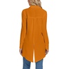 image:imageLYANER Womens Collar V Neck Split Hem Button Down Long Sleeve Long Shirt Blouse Tunic TopOrange