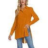 image:imageLYANER Womens Collar V Neck Split Hem Button Down Long Sleeve Long Shirt Blouse Tunic TopOrange