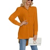 image:imageLYANER Womens Collar V Neck Split Hem Button Down Long Sleeve Long Shirt Blouse Tunic TopOrange