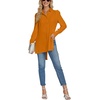 image:imageLYANER Womens Collar V Neck Split Hem Button Down Long Sleeve Long Shirt Blouse Tunic TopOrange