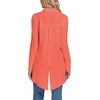 image:imageLYANER Womens Collar V Neck Split Hem Button Down Long Sleeve Long Shirt Blouse Tunic TopOrange Red