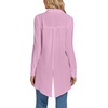 image:imageLYANER Womens Collar V Neck Split Hem Button Down Long Sleeve Long Shirt Blouse Tunic TopPink