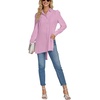 image:imageLYANER Womens Collar V Neck Split Hem Button Down Long Sleeve Long Shirt Blouse Tunic TopPink
