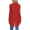 image:imageLYANER Womens Collar V Neck Split Hem Button Down Long Sleeve Long Shirt Blouse Tunic TopRed