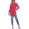 image:imageLYANER Womens Collar V Neck Split Hem Button Down Long Sleeve Long Shirt Blouse Tunic TopRose