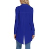 image:imageLYANER Womens Collar V Neck Split Hem Button Down Long Sleeve Long Shirt Blouse Tunic TopRoyal Blue