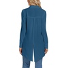 image:imageLYANER Womens Collar V Neck Split Hem Button Down Long Sleeve Long Shirt Blouse Tunic TopTeal
