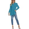 image:imageLYANER Womens Collar V Neck Split Hem Button Down Long Sleeve Long Shirt Blouse Tunic TopTurquoise