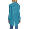 image:imageLYANER Womens Collar V Neck Split Hem Button Down Long Sleeve Long Shirt Blouse Tunic TopTurquoise