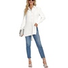 image:imageLYANER Womens Collar V Neck Split Hem Button Down Long Sleeve Long Shirt Blouse Tunic TopWhite