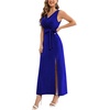 image:imageLYANER Womens Elegant Wrap V Neck Sparkly Glitter High Waist Belt Sleeveless Split Maxi Party DressRoyal Blue