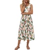 image:imageLYANER Womens Floral Print Round Neck Sleeveless Flowy A Line Casual Beach Long Sun DressesWhite