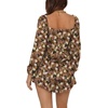 image:imageLYANER Womens Jumpsuit Lantern Long Sleeve Ruffle Layer Tie Mini Short RomperBrown Printed