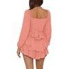 image:imageLYANER Womens Jumpsuit Lantern Long Sleeve Ruffle Layer Tie Mini Short RomperCoral Pink