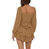 image:imageLYANER Womens Jumpsuit Lantern Long Sleeve Ruffle Layer Tie Mini Short RomperDark Khaki
