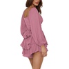 image:imageLYANER Womens Jumpsuit Lantern Long Sleeve Ruffle Layer Tie Mini Short RomperDusty Purple