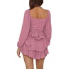 image:imageLYANER Womens Jumpsuit Lantern Long Sleeve Ruffle Layer Tie Mini Short RomperDusty Purple