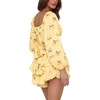 image:imageLYANER Womens Jumpsuit Lantern Long Sleeve Ruffle Layer Tie Mini Short RomperFlower Light Yellow