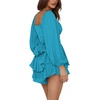 image:imageLYANER Womens Jumpsuit Lantern Long Sleeve Ruffle Layer Tie Mini Short RomperLake Blue