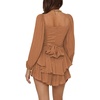 image:imageLYANER Womens Jumpsuit Lantern Long Sleeve Ruffle Layer Tie Mini Short RomperLight Brown
