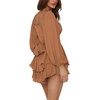 image:imageLYANER Womens Jumpsuit Lantern Long Sleeve Ruffle Layer Tie Mini Short RomperLight Brown