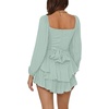 image:imageLYANER Womens Jumpsuit Lantern Long Sleeve Ruffle Layer Tie Mini Short RomperLight Green