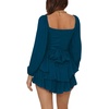 image:imageLYANER Womens Jumpsuit Lantern Long Sleeve Ruffle Layer Tie Mini Short RomperPure Blue
