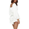 image:imageLYANER Womens Jumpsuit Lantern Long Sleeve Ruffle Layer Tie Mini Short RomperPure White