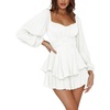 image:imageLYANER Womens Jumpsuit Lantern Long Sleeve Ruffle Layer Tie Mini Short RomperPure White