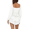 image:imageLYANER Womens Jumpsuit Lantern Long Sleeve Ruffle Layer Tie Mini Short RomperPure White