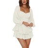 image:imageLYANER Womens Jumpsuit Lantern Long Sleeve Ruffle Layer Tie Mini Short RomperSolid Apricot
