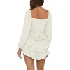 image:imageLYANER Womens Jumpsuit Lantern Long Sleeve Ruffle Layer Tie Mini Short RomperSolid Apricot