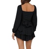 image:imageLYANER Womens Jumpsuit Lantern Long Sleeve Ruffle Layer Tie Mini Short RomperSolid Black
