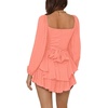 image:imageLYANER Womens Jumpsuit Lantern Long Sleeve Ruffle Layer Tie Mini Short RomperSolid Coral Pink