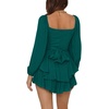 image:imageLYANER Womens Jumpsuit Lantern Long Sleeve Ruffle Layer Tie Mini Short RomperSolid Dark Green