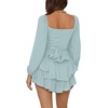 image:imageLYANER Womens Jumpsuit Lantern Long Sleeve Ruffle Layer Tie Mini Short RomperSolid Light Green