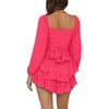 image:imageLYANER Womens Jumpsuit Lantern Long Sleeve Ruffle Layer Tie Mini Short RomperSolid Rose Red